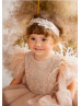 Pearl Beaded Lace Tulle High Low Flower Girl Dress